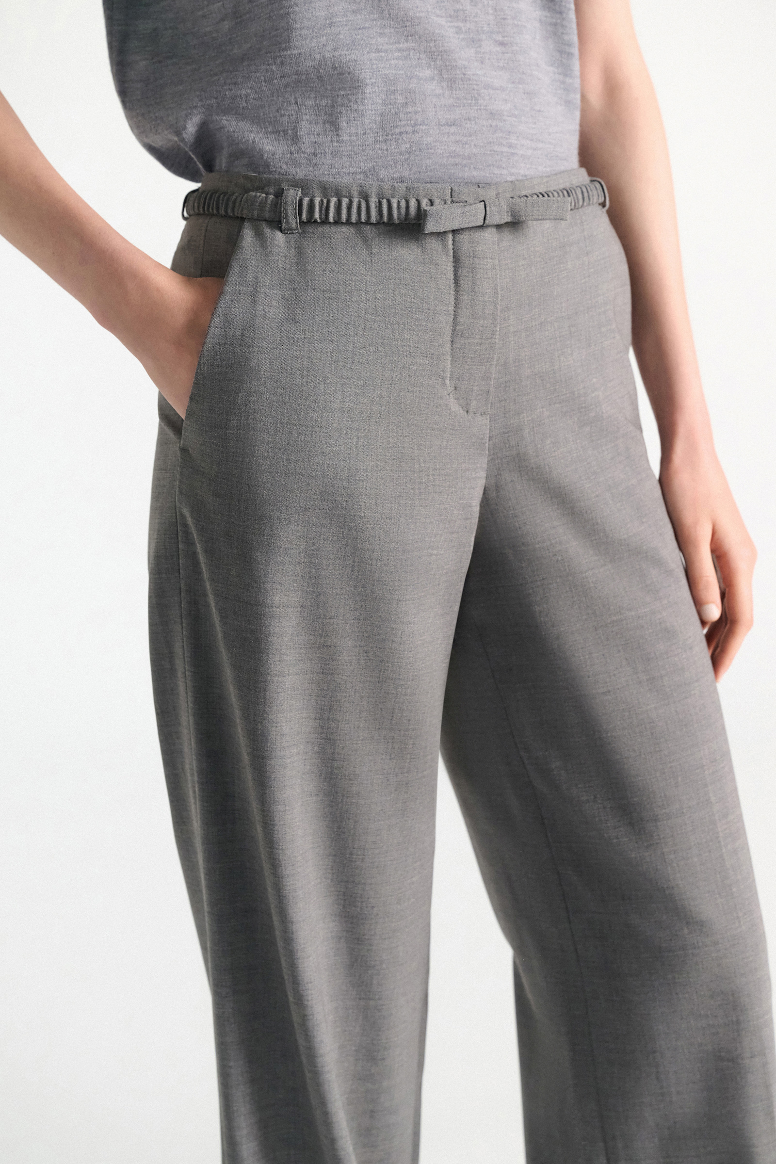 Dorothee Schumacher Wide Pants grey melange Model Detail View