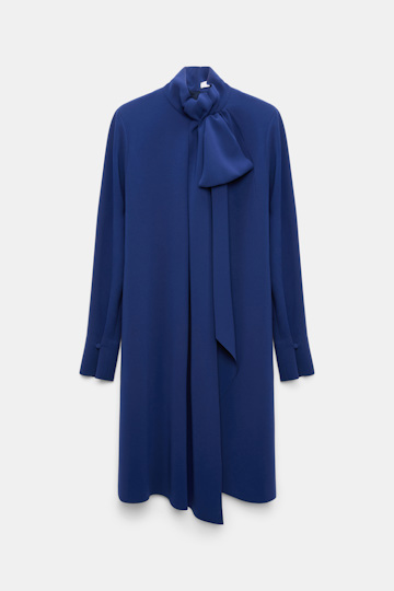Dorothee Schumacher Crepe dress with maxi bow ocean blue Product Front View