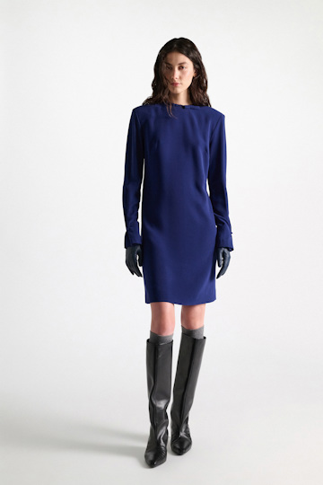 Dorothee Schumacher Crepe mini-dress ocean blue Model Front View