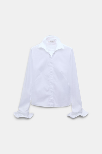 Dorothee Schumacher Slim-fit stretch poplin blouse with memory wire details pure white Product Front View