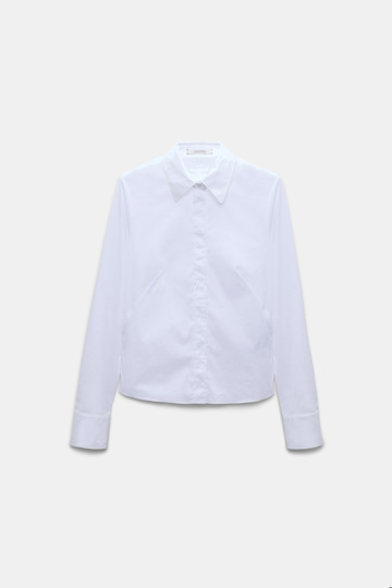 Dorothee Schumacher Slim-fit stretch poplin blouse with memory wire details pure white Product Detail View