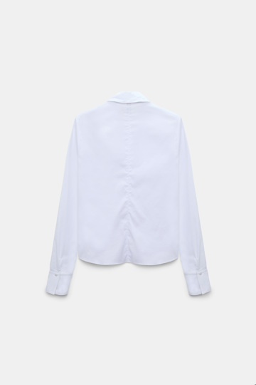 Dorothee Schumacher Slim-fit stretch poplin blouse with memory wire details pure white Product Detail View