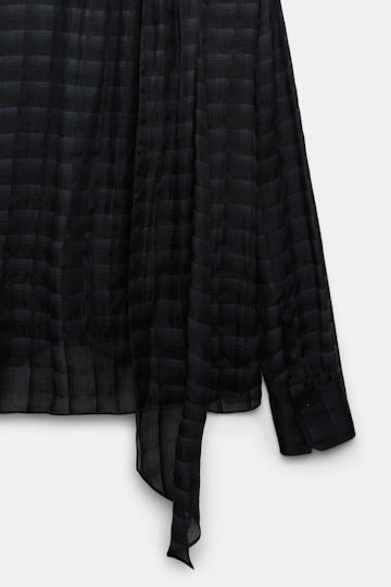 Dorothee Schumacher Semi-sheer cotton-silk check blouse smoked pearl Product Detail View