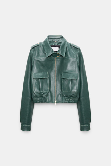 Dorothee Schumacher Leather bomber jacket deep green Product Detail View