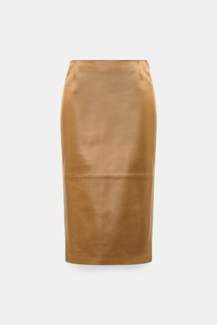 Dorothee Schumacher Leather pencil skirt saffron Product Front View