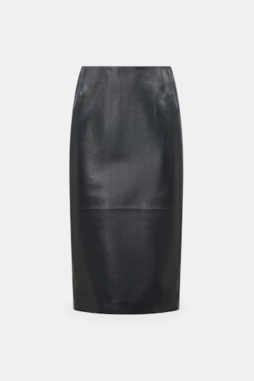 Dorothee Schumacher Leather pencil skirt midnight navy Product Front View