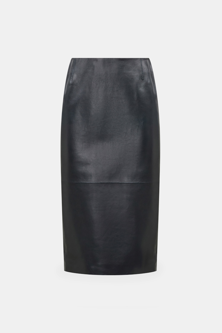 Dorothee Schumacher Leather pencil skirt midnight navy Product Front View