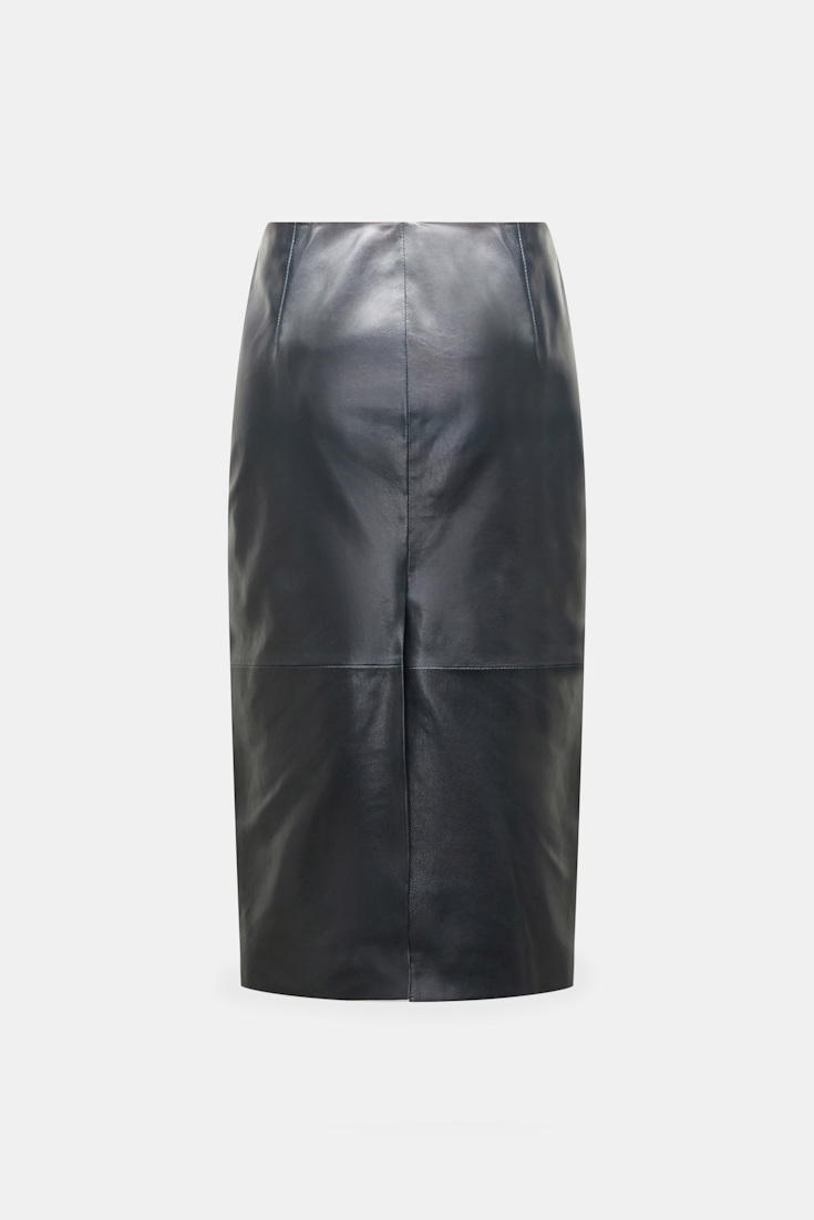 Dorothee Schumacher Leather pencil skirt midnight navy Product Detail View