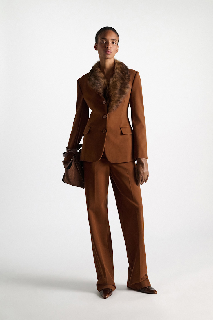 Dorothee Schumacher Lammfell-Kragen porcini top dye Model Front View
