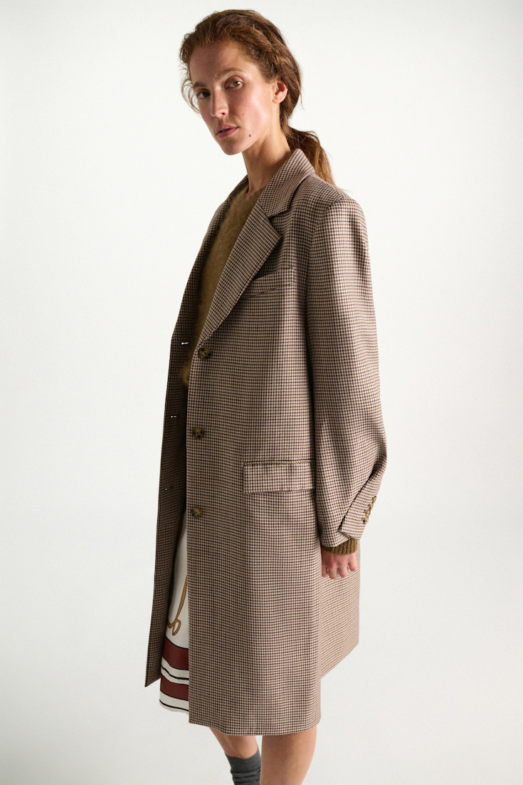 Dorothee Schumacher Karierter Mantel aus Schurwolle beige check Model Detail View