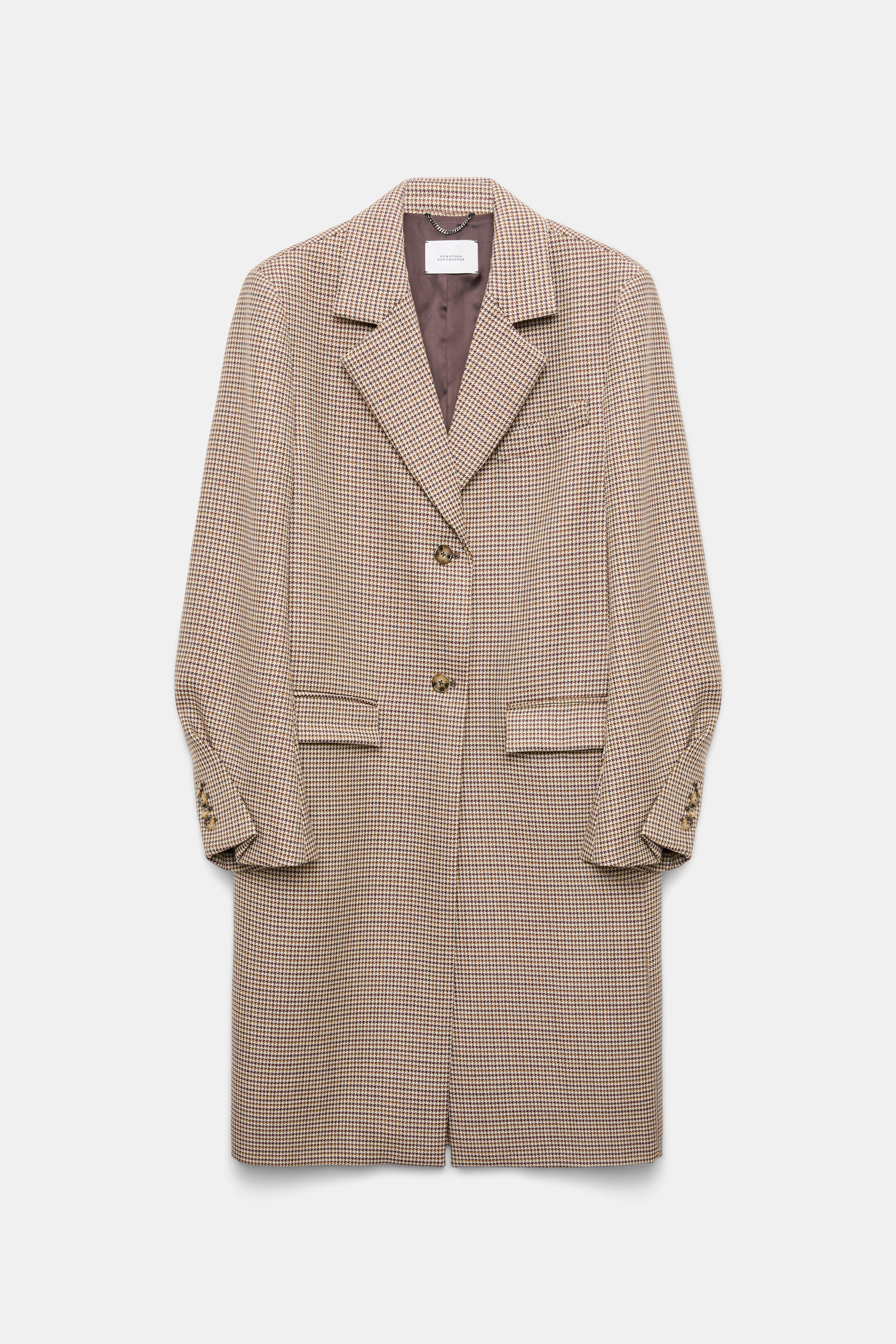 Dorothee Schumacher Karierter Mantel aus Schurwolle beige check Product Front View