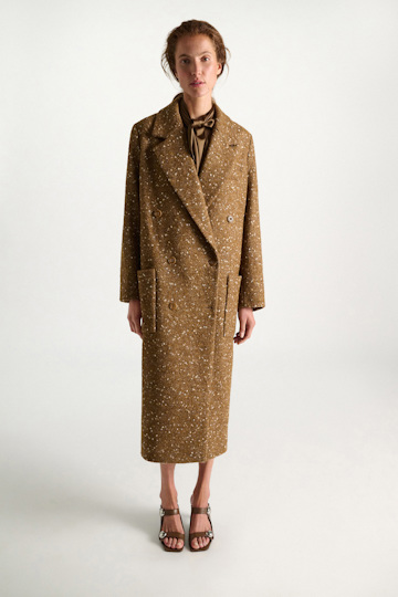 Dorothee Schumacher Bouclé herringbone tweed coat saffron tweed Model Detail View