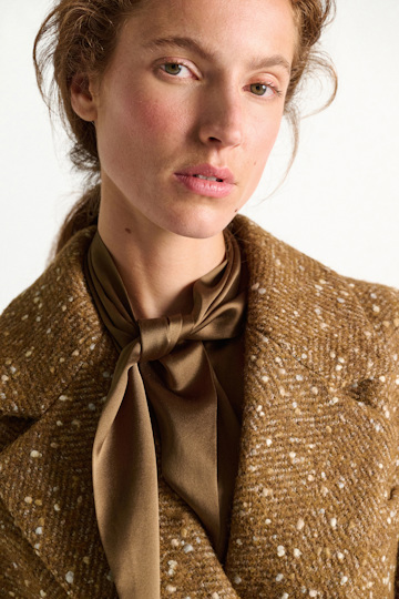 Dorothee Schumacher Bouclé herringbone tweed coat saffron tweed Model Detail View