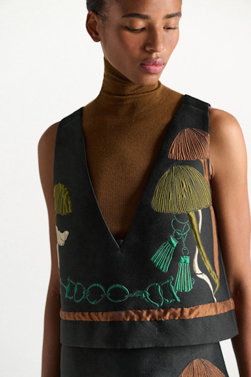 Dorothee Schumacher Jacquard vest mushroom jacquard Model Detail View