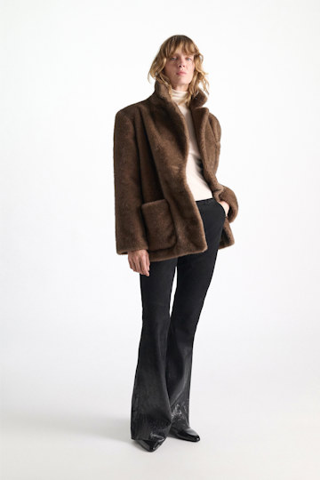 Dorothee Schumacher Faux fur jacket porcini Model Front View
