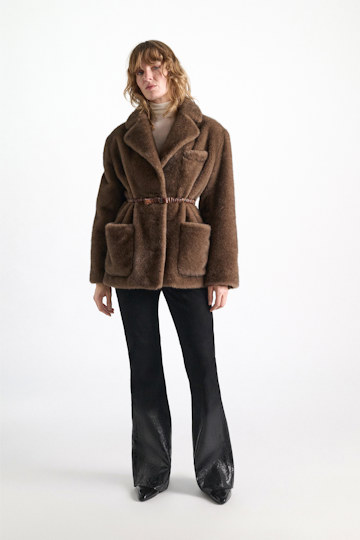 Dorothee Schumacher Faux fur jacket porcini Model Detail View