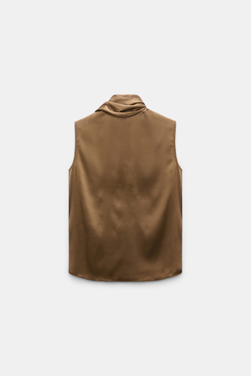 Dorothee Schumacher Sleeveless satin blouse porcini Product Detail View
