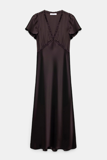 Dorothee Schumacher Technical satin midi-dress black mushroom Product Front View