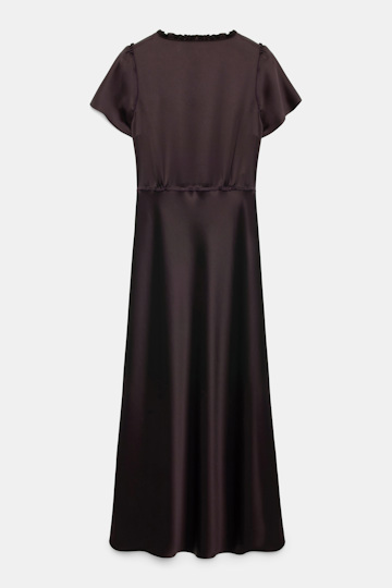 Dorothee Schumacher Technical satin midi-dress black mushroom Product Detail View