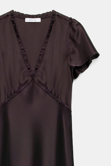 Dorothee Schumacher Technical satin midi-dress black mushroom Product Detail View