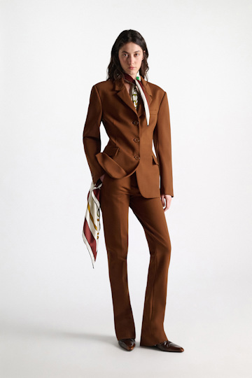 Dorothee Schumacher Full-length flares in Punto Milano hazelnut Model Front View