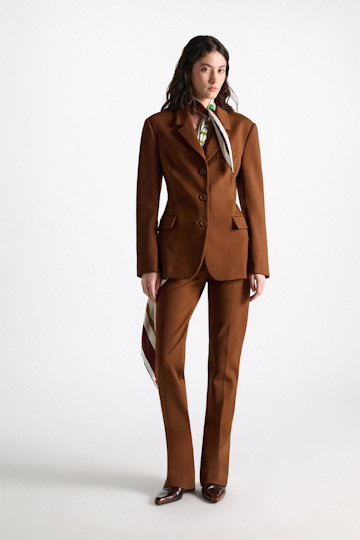 Dorothee Schumacher Full-length flares in Punto Milano hazelnut Model Detail View