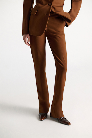 Dorothee Schumacher Full-length flares in Punto Milano hazelnut Model Detail View
