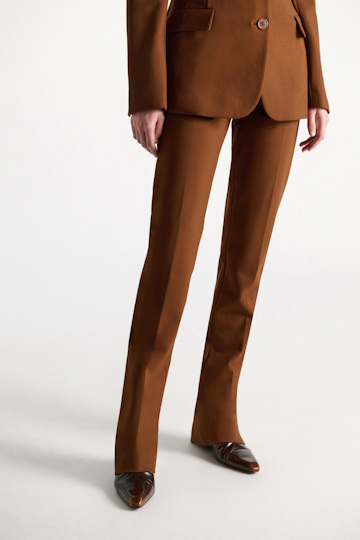 Dorothee Schumacher Full-length flares in Punto Milano hazelnut Model Detail View