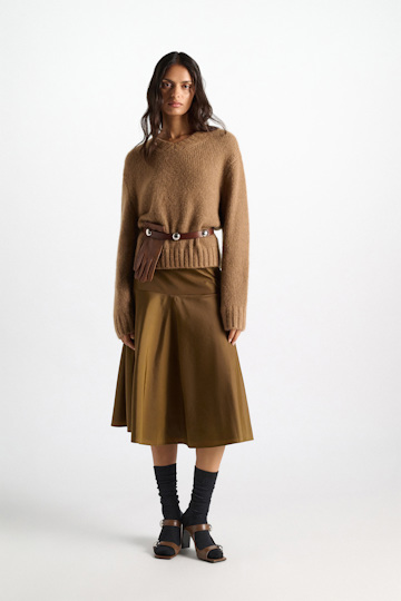 Dorothee Schumacher Nylon skirt porcini Model Front View
