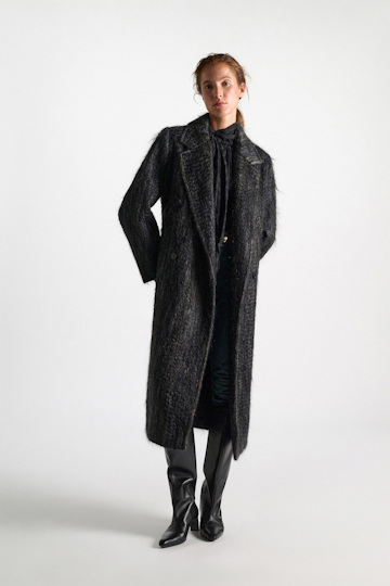 Dorothee Schumacher Wool-mohair coat anthra melange Model Detail View