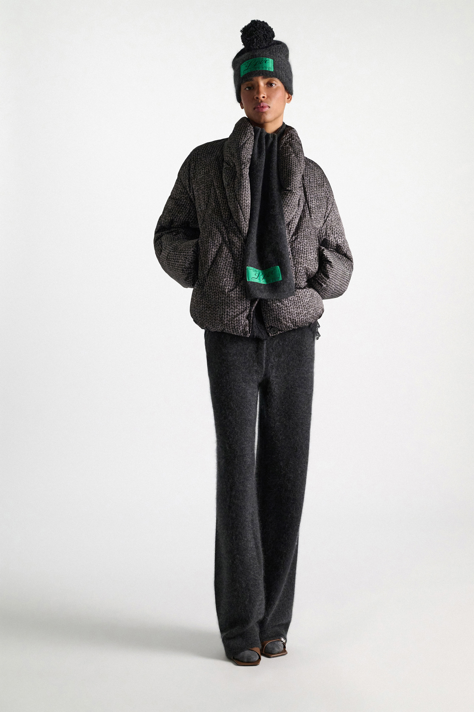 Dorothee Schumacher Printed-Daunenjacke knit print grey Model Front View