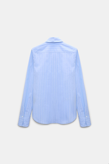 Dorothee Schumacher Slim cotton poplin shirt with XL rose madeira stripe Product Detail View