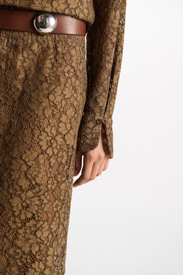 Dorothee Schumacher Guipure lace shirtdress porcini Model Detail View