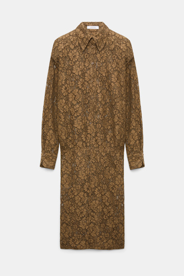 Dorothee Schumacher Guipure lace shirtdress porcini Product Front View