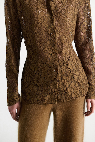 Dorothee Schumacher Guipure lace shirt porcini Model Detail View