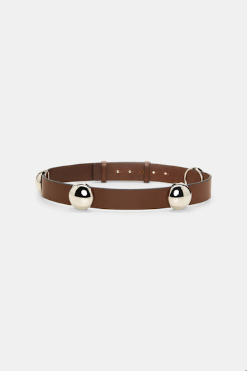 Dorothee Schumacher Leather belt with moveable studs cinnamon Product Front View