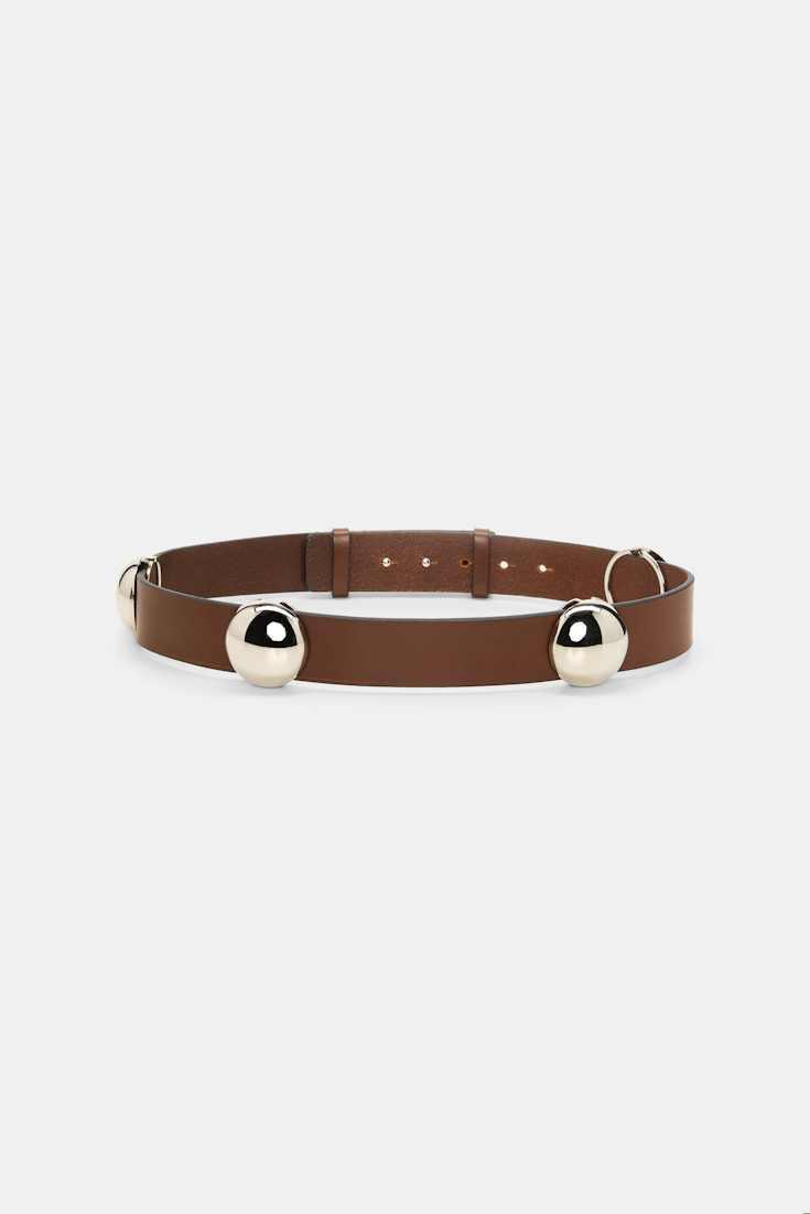 Dorothee Schumacher 4 cm breiter Ledergürtel mit beweglichen Nieten cinnamon Product Front View