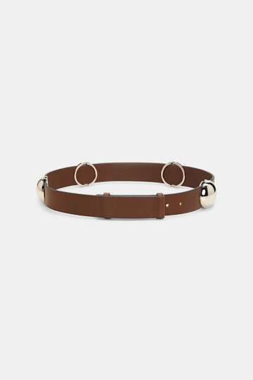 Dorothee Schumacher Leather belt with moveable studs cinnamon Product Detail View