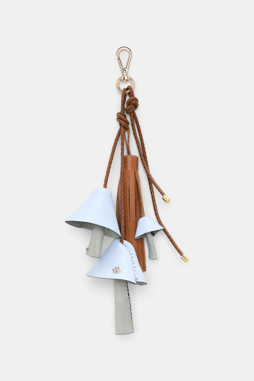 Dorothee Schumacher Handmade leather mushroom styling accessory blue tan mix Product Front View