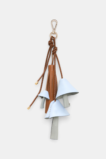Dorothee Schumacher Handmade leather mushroom styling accessory blue tan mix Product Detail View