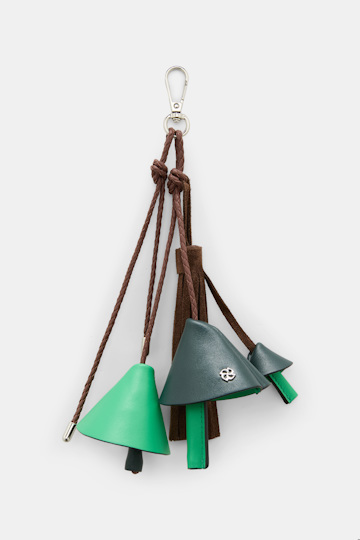 Dorothee Schumacher Handmade leather mushroom styling accessory green brown patch Product Front View
