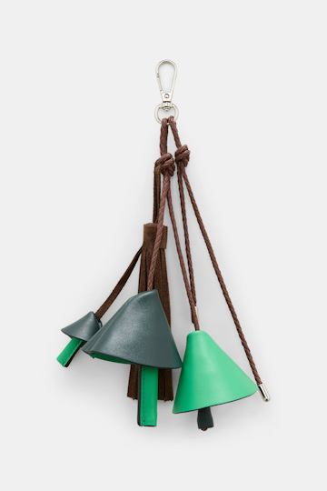 Dorothee Schumacher Handmade leather mushroom styling accessory green brown patch Product Detail View