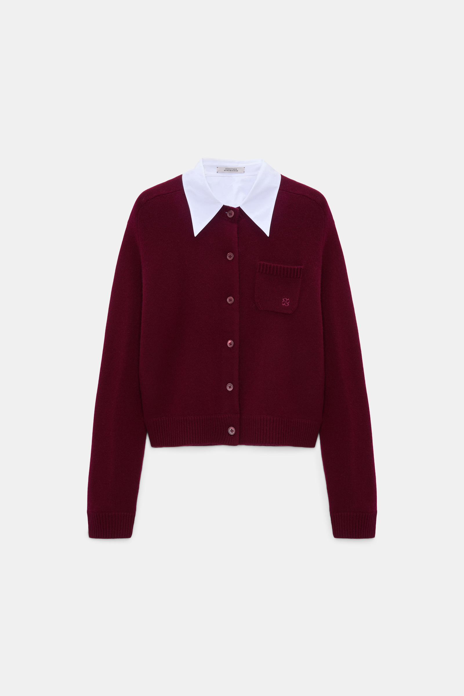 Dorothee Schumacher Cardigan with contrast collar dark burgundy Product Front View