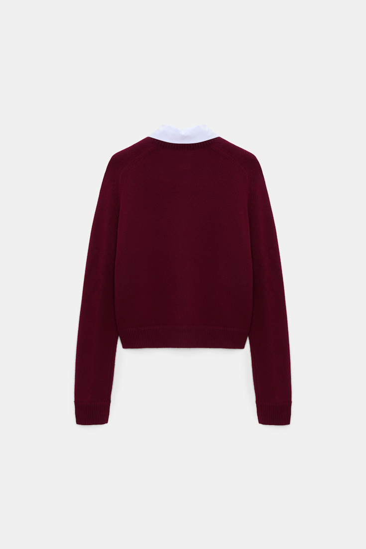 Dorothee Schumacher Cardigan with contrast collar dark burgundy Product Detail View