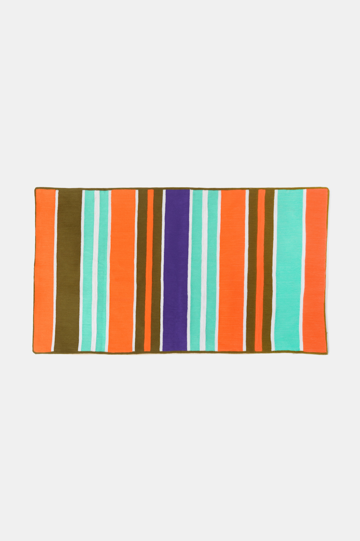 Dorothee Schumacher Großes, gestreiftes Kissen orange, purple, khaki stripe