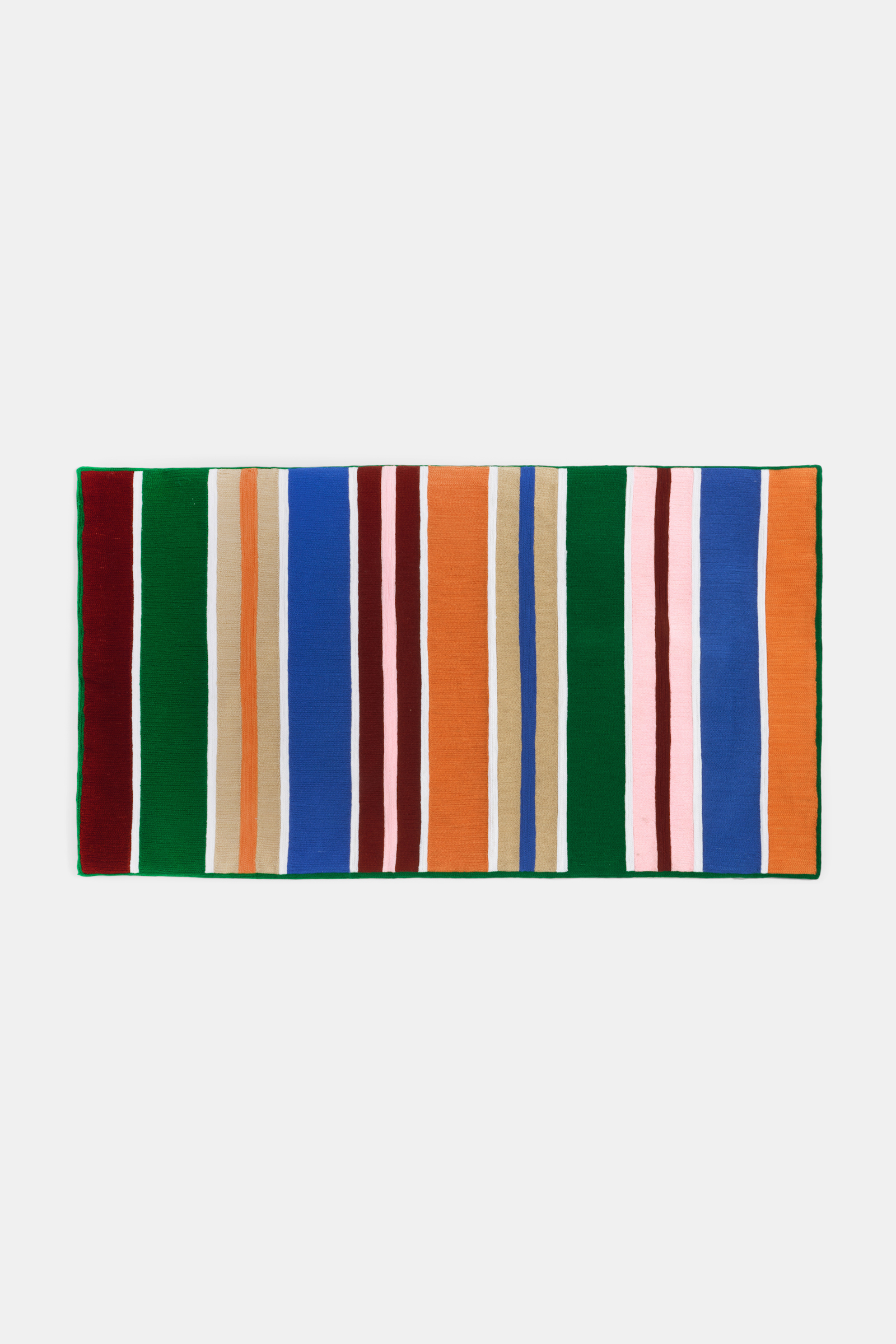 Dorothee Schumacher Large striped cushion green blue stripe mix