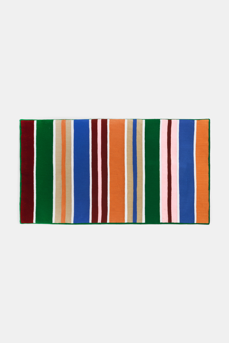 Dorothee Schumacher Large striped cushion green blue stripe mix