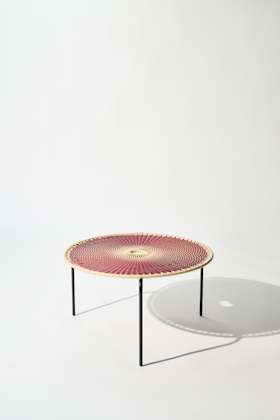 Dorothee Schumacher Großer handgeflochtener Coffee Table rojo vino beige mix