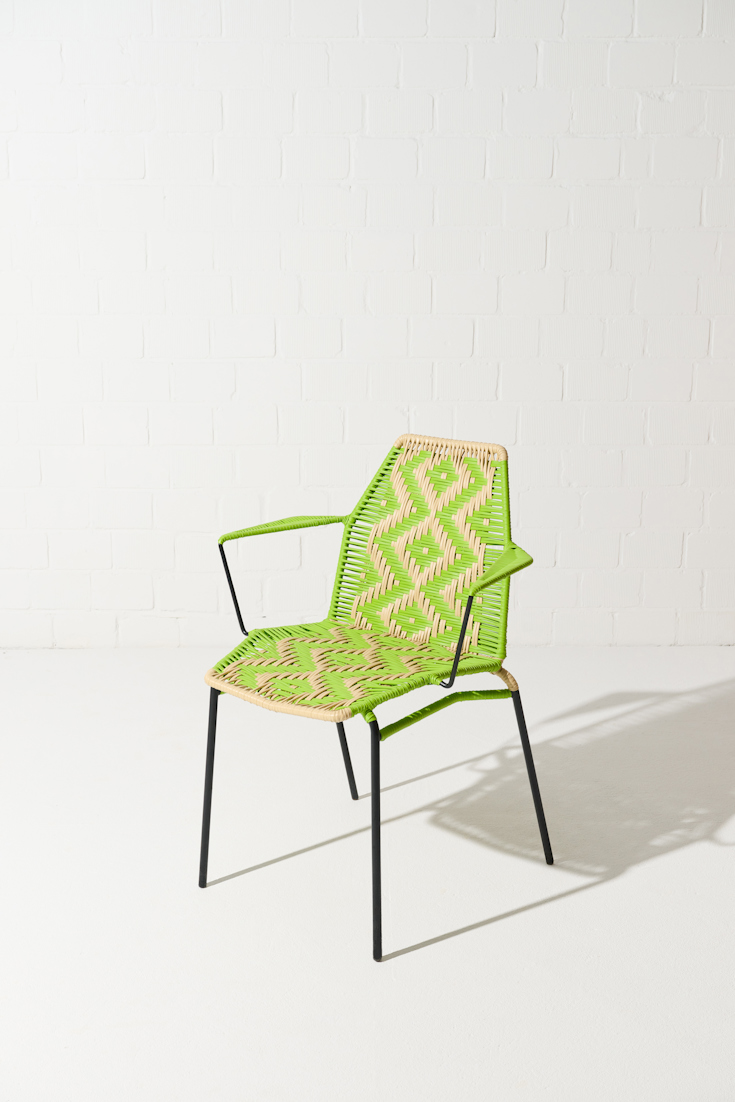 Dorothee Schumacher Handgeflochtener Stuhl verde tropical beige mix