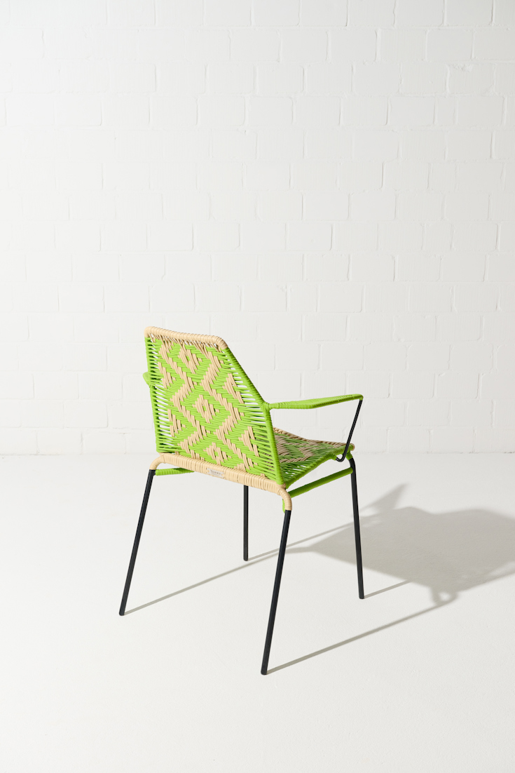 Dorothee Schumacher Handgeflochtener Stuhl verde tropical beige mix